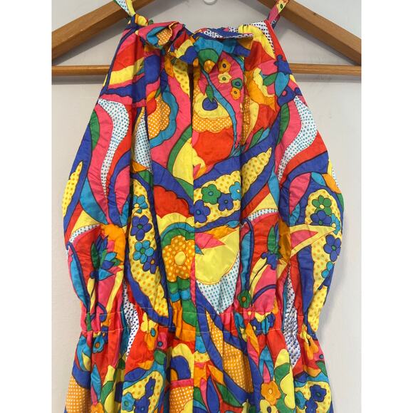 Stunning Vintage 1970s Halter Neck Maxi Dress Bold Psychedelic Print Sm/Med JL - Picture 8 of 10